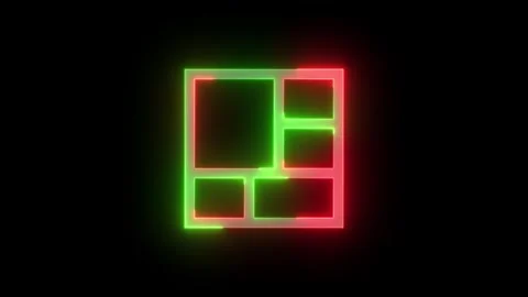 Neon view dashboard icon green red color glowing animated black background Stock Footage 271053907