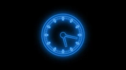 Neon Vintage Analog Clock Timer Animation Isolated Stock Footage 337016731