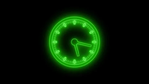 Neon Vintage Analog Clock Timer Animation Isolated Stock Footage 337016779