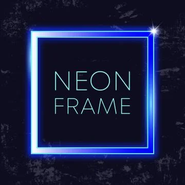 Neon vintage frame. Glowing rectangle banner on grunge background Stock Illustration