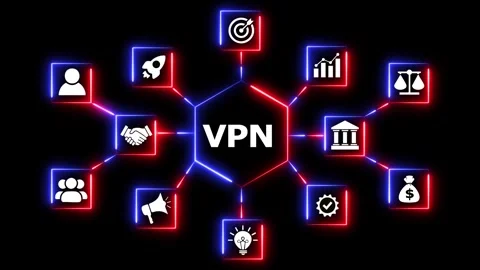 Neon virtual private network infrastructure video. Dynamic motion graphics .. 库存影片 333804080