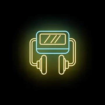 Neon virtual reality headset showing gaming or simulation concept Stock Illustration