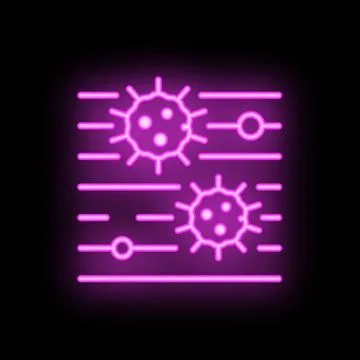 Neon virus moving through network icon illustrating virus spread 스톡 일러스트