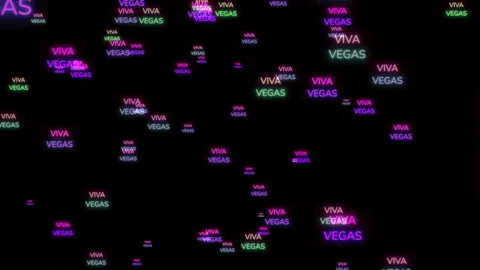 Neon Viva Vegas Text Pattern on Black Background Stock Footage 333282119