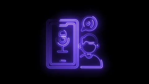 Neon voice recording interface on smartphone display with user feedback loop Stock Footage 330773135