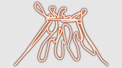 Neon volcano on a black screen. Splash of magma in doodle style. Stock Footage 182920735