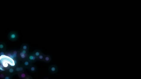 Neon vortex of spilled particles in the lower left corner of the screen. Depth Stock Footage 97752885
