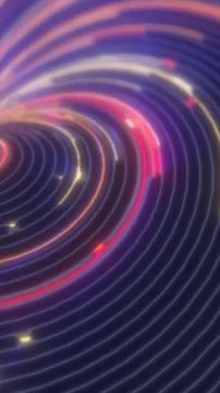 Neon vortex spiral with concentric rings and glowing light trails on deep p.. 库存插图