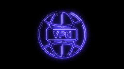 Neon vpn globe illustration virtual private network security data protection Stock Footage 322969582