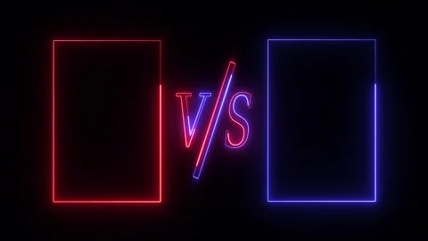 Neon vs battle screen red blue frame seamless loop on black background Stock Footage 333502146