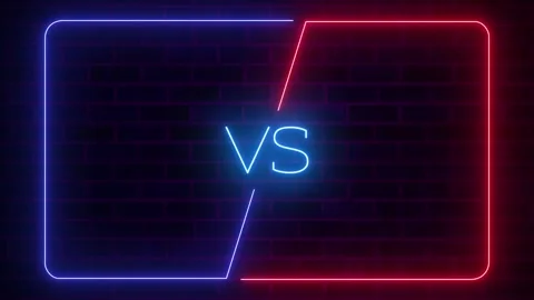 Neon VS Screen Animation, Battle Intro Template Glowing Neon Frame Stock Footage 313173775