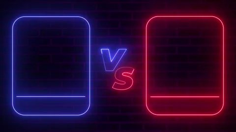 Neon VS Screen Split Animation with Frame Placeholder Stock Footage 313173784