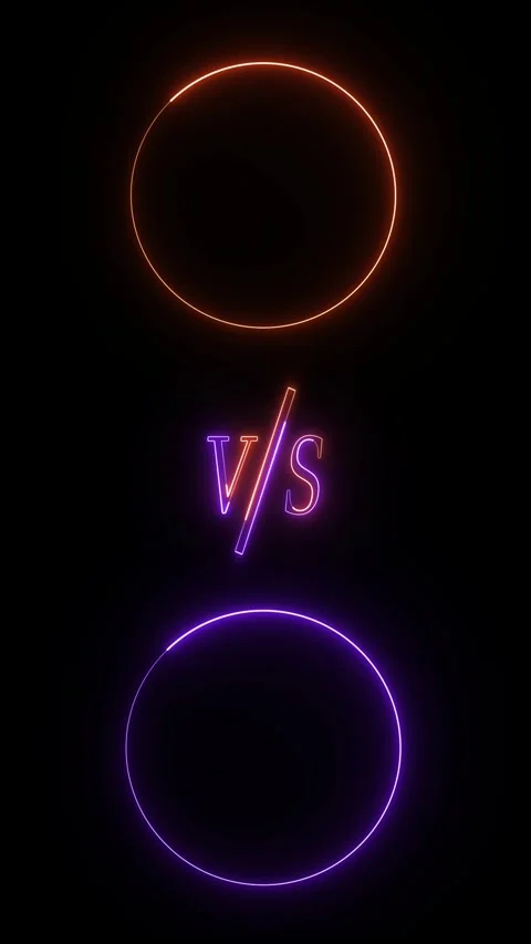Neon VS symbol with circle frames on vertical black background, battle concepts Stock Footage 340459359
