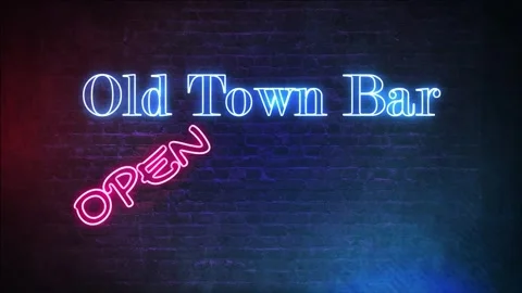 A neon on a wall Old Town Bar Vídeo Stock 295582323