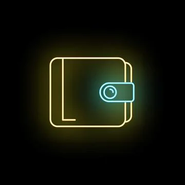 Neon wallet icon representing digital payment and finance Stock Illustration