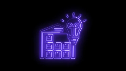Neon warehouse storage boxes and glowing light bulb idea concept animated i.. Stock Footage 346104410