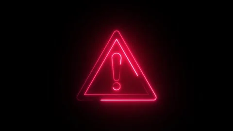 Neon warning alert triangle animation with exclamation symbol Stock Footage 330525255