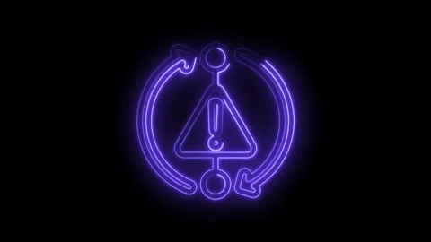 Neon warning sign cycle loop with arrows abstract concept danger alert Stock Footage 333964050