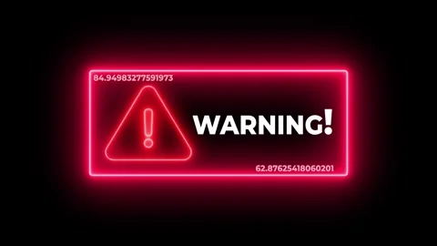 Neon warning sign with digital data overlay, cyberpunk style alert animatio.. 스톡 동영상 332826662