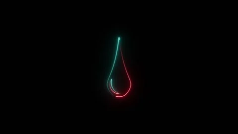 Neon water drop shape with red and blue light lines Stock Footage 345109761
