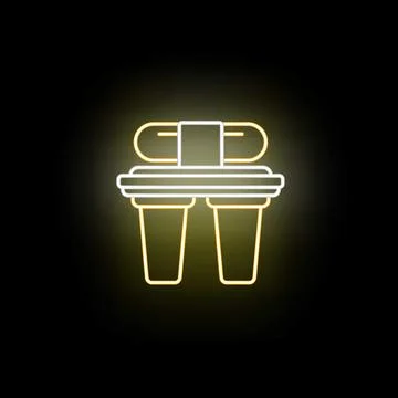 Neon water purification filter system glowing icon Stock Illustration