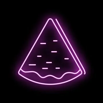 Neon watermelon slice icon glowing dark background Stock Illustration