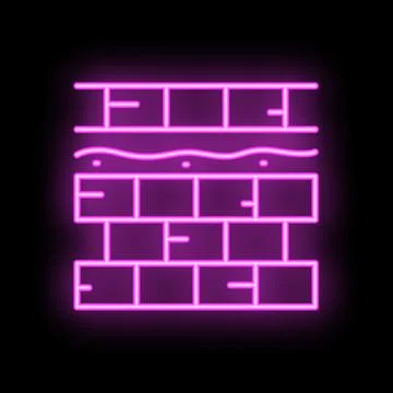 Neon waterproofing membrane protecting brick wall icon Ilustración de archivo