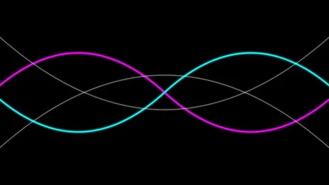 Neon wave animation featuring glowing cyan and magenta lines 動画素材 345860133