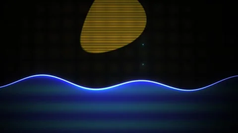Neon Wave Animation with Shifting Golden Geometric Shape on Dark Background Stock Footage 344723312