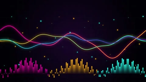 Neon wave audio visualizer abstract background with glowing frequency lines.. Stock-Footage 346452745