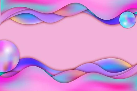 Neon wave background. Color flow design. Vibrant abstract shapes. Vector Stock Illustration
