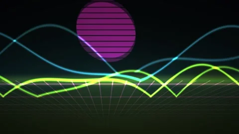 Neon Wave Graphic Design Elements Technology. Stock Footage 340039557