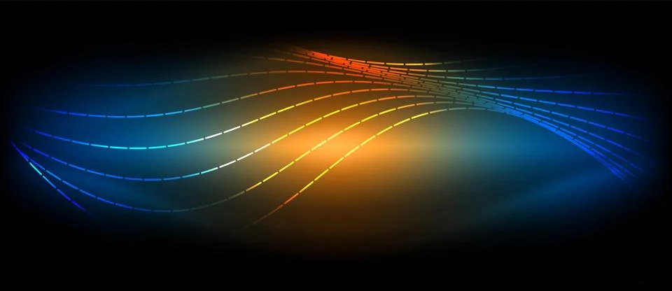 Neon wave lines with blend effect. Vector Illustration For Wallpaper, Banner Stock Illustration