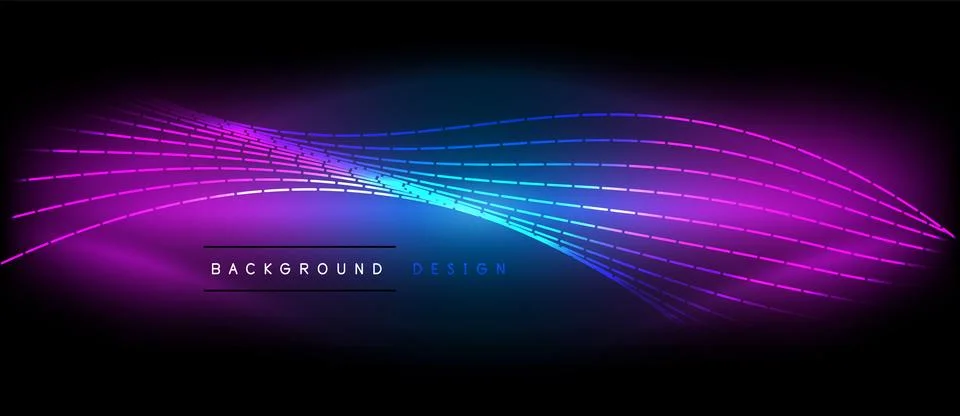 Neon wave lines with blend effect. Vector Illustration For Wallpaper, Banner Illustrazione stock