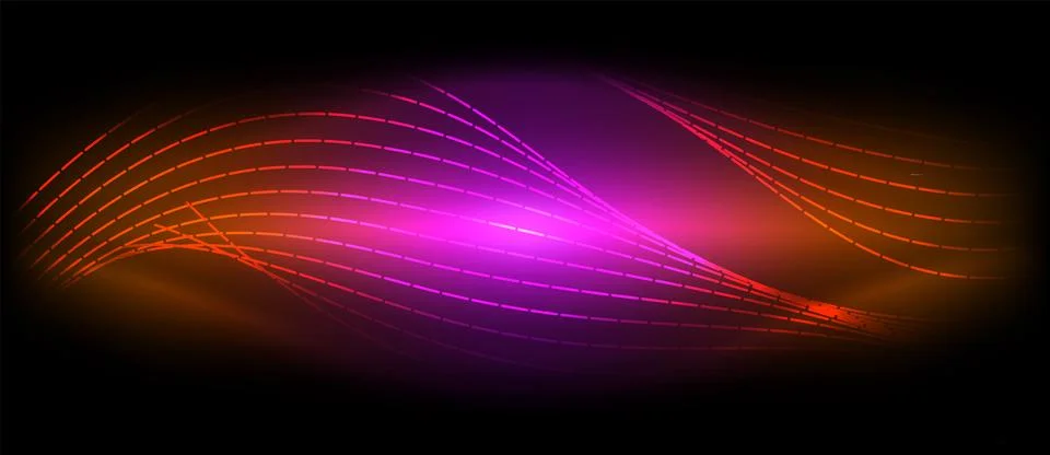 Neon wave lines with blend effect. Vector Illustration For Wallpaper, Banner イラスト素材