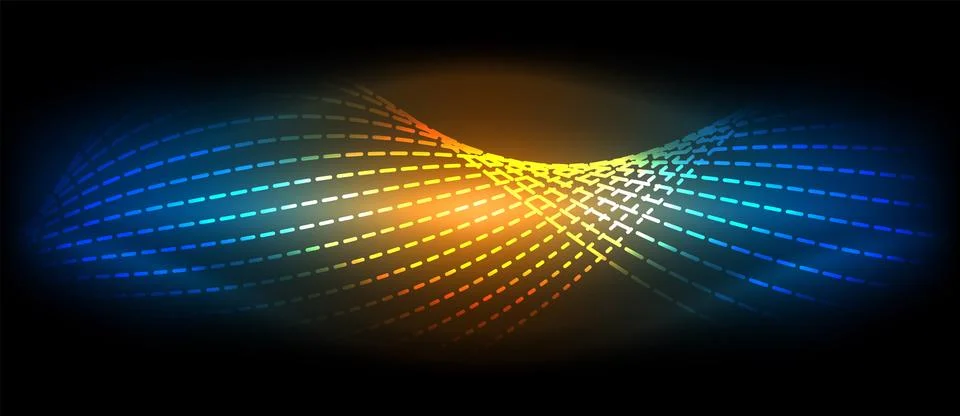 Neon wave lines with blend effect. Vector Illustration For Wallpaper, Banner Illustrazione stock