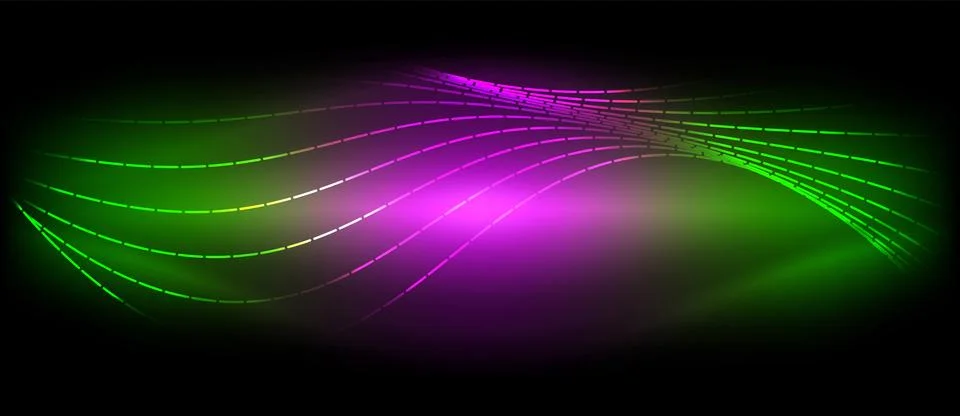 Neon wave lines with blend effect. Vector Illustration For Wallpaper, Banner Stock Illustration