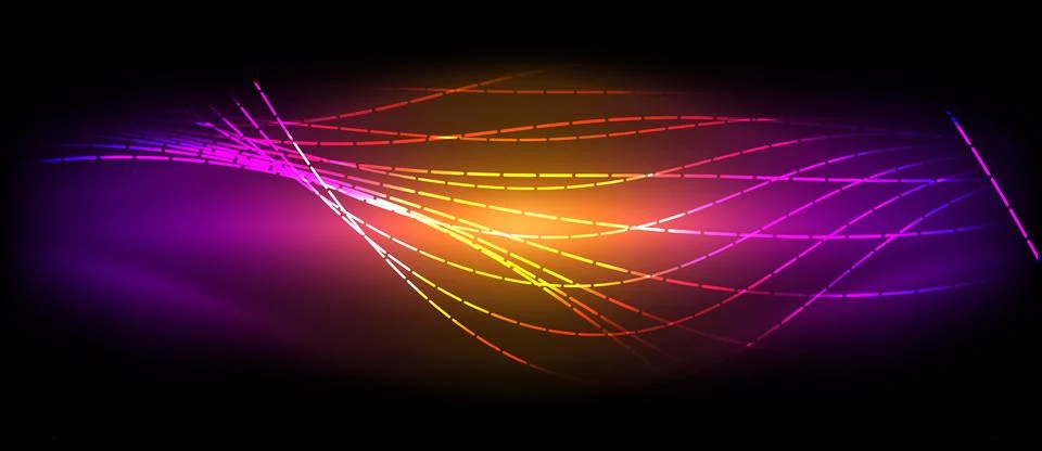 Neon wave lines with blend effect. Vector Illustration For Wallpaper, Banner Stock Illustration