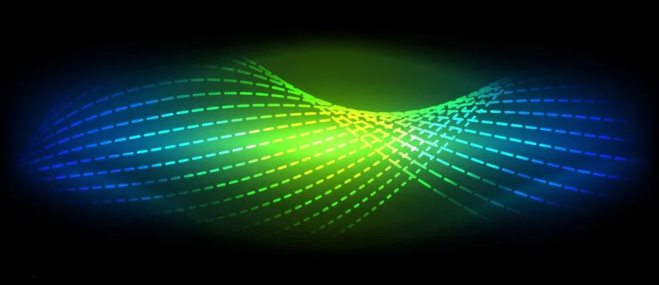 Neon wave lines with blend effect. Vector Illustration For Wallpaper, Banner 스톡 일러스트
