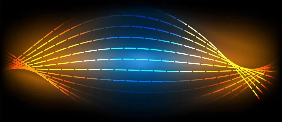 Neon wave lines with blend effect. Vector Illustration For Wallpaper, Banner Illustrazione stock