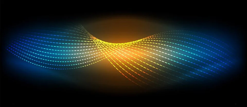 Neon wave lines with blend effect. Vector Illustration For Wallpaper, Banner Stock Illustration