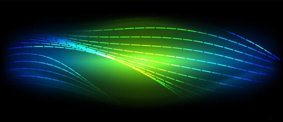 Neon wave lines with blend effect. Vector Illustration For Wallpaper, Banner Stock Illustration