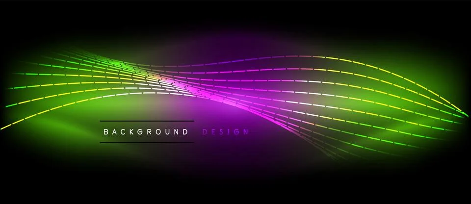 Neon wave lines with blend effect. Vector Illustration For Wallpaper, Banner Illustrazione stock