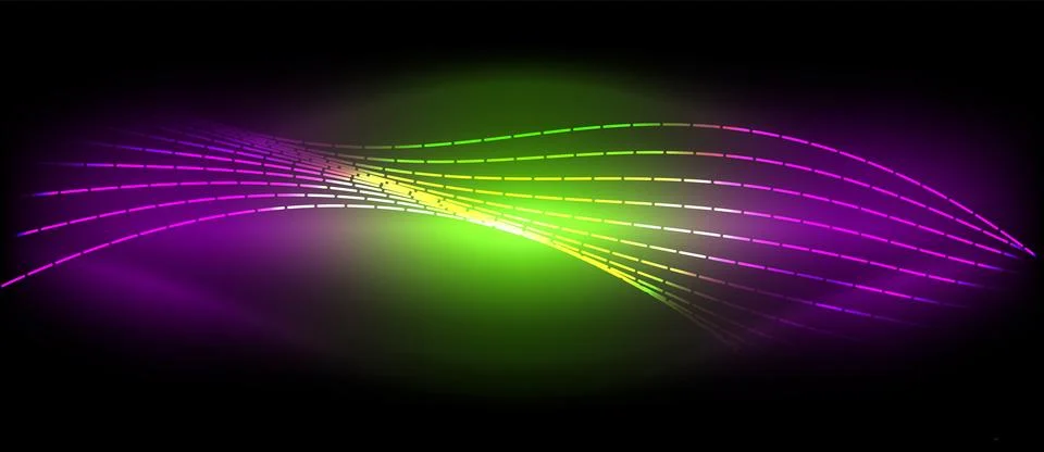 Neon wave lines with blend effect. Vector Illustration For Wallpaper, Banner Stock Illustration