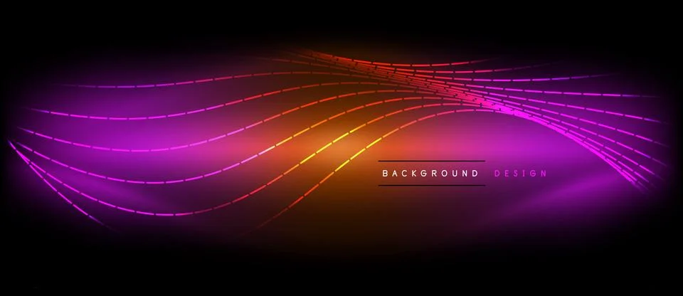 Neon wave lines with blend effect. Vector Illustration For Wallpaper, Banner イラスト素材