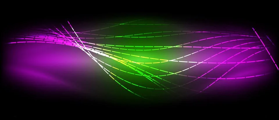 Neon wave lines with blend effect. Vector Illustration For Wallpaper, Banner Stock Illustration