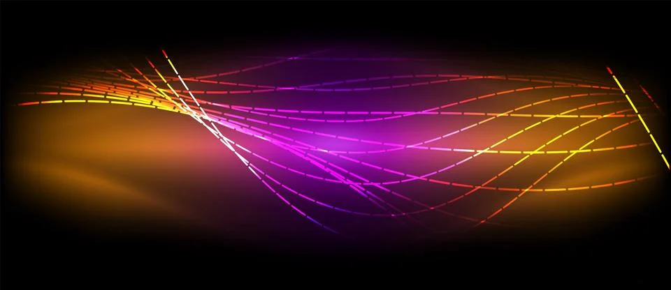 Neon wave lines with blend effect. Vector Illustration For Wallpaper, Banner Illustrazione stock