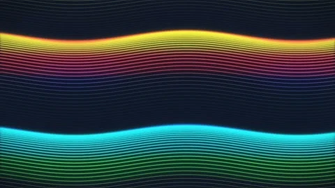 Neon wave lines in vibrant colors. 2d animation 库存影片 342726866