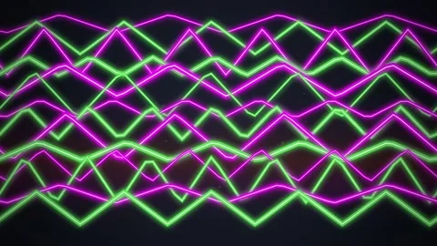 Neon Wave Pattern Abstract Background - Pink and Green Digital Art Stock Footage 348073141