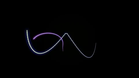 A neon wave pattern on a black background, featuring glowing lines in shades Stock Footage 328503617